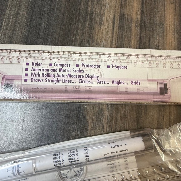 Vintage Desktop Desk Mate Ruler Compass‎ Protractor T-Square Rolling Measure - Picture 2 of 2